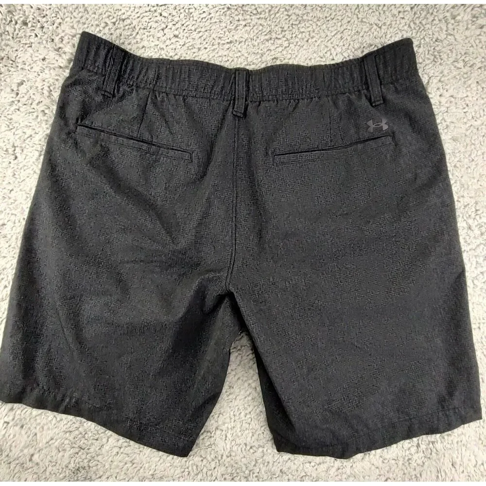 Under Armour Chino Shorts Men's Size 36 Golf Heathered Black‎ Casual Flat Front